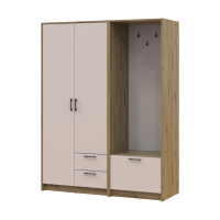 Kleiderschrank Doros Rondi mit Kleiderstange, Spiegel und Oberschrank Artisan Eiche/Graphitgrau 3 Türen 181x52x236 (42005287)