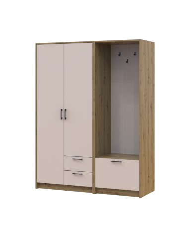 Drehtürenschrank Doros Rondi mit Kleiderstange Artisan Eiche/Kaschmir 2 Türen 142x52x195 (42005268)