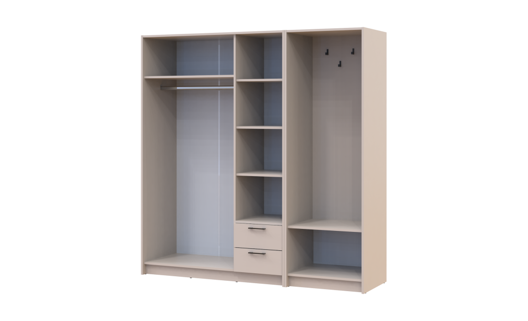 Drehtürenschrank Doros Rondi mit Kleiderstange und Spiegel Kaschmir 3 Türen 181x52x195 (42005401)
