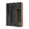 Drehtürenschrank Doros Rondi mit Kleiderstange und hohem Oberschrank Artisan Eiche/Graphitgrau 3 Türen 181x52x260 (42005289)