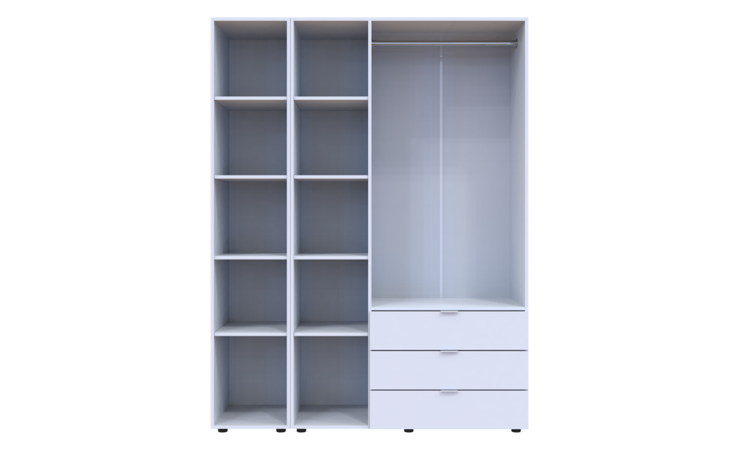 Kleiderschrank Doros Gelar Weiß 3 Türen mit Spiegel 155x49,5x203,4 (42002157)