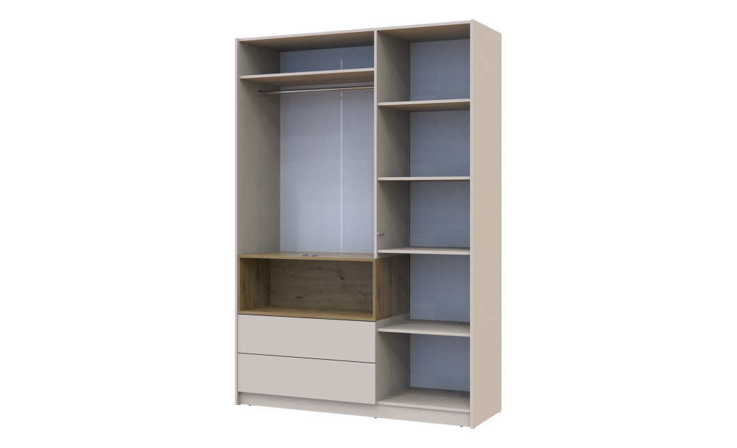 Kleiderschrank Doros Dale Kaschmir/Artisan Eiche 3 Türen 150x52x220 (80737726)
