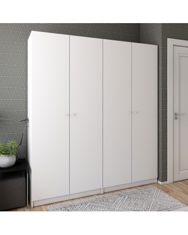 Kleiderschrank Doros Promo mit Drehtüren Weiß 2+2 Türen 180x48x204 (42005008)