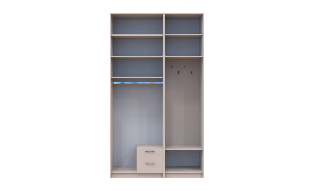 Kleiderschrank Doros Rondi mit Kleiderstange und hohem Oberschrank Kaschmir 2 Türen 142x52x260 (42005397)