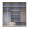 Kleiderschrank Doros Rondi mit Kleiderstange, Spiegel und Oberschrank Kaschmir 4 Türen 220x52x236 (42005405)