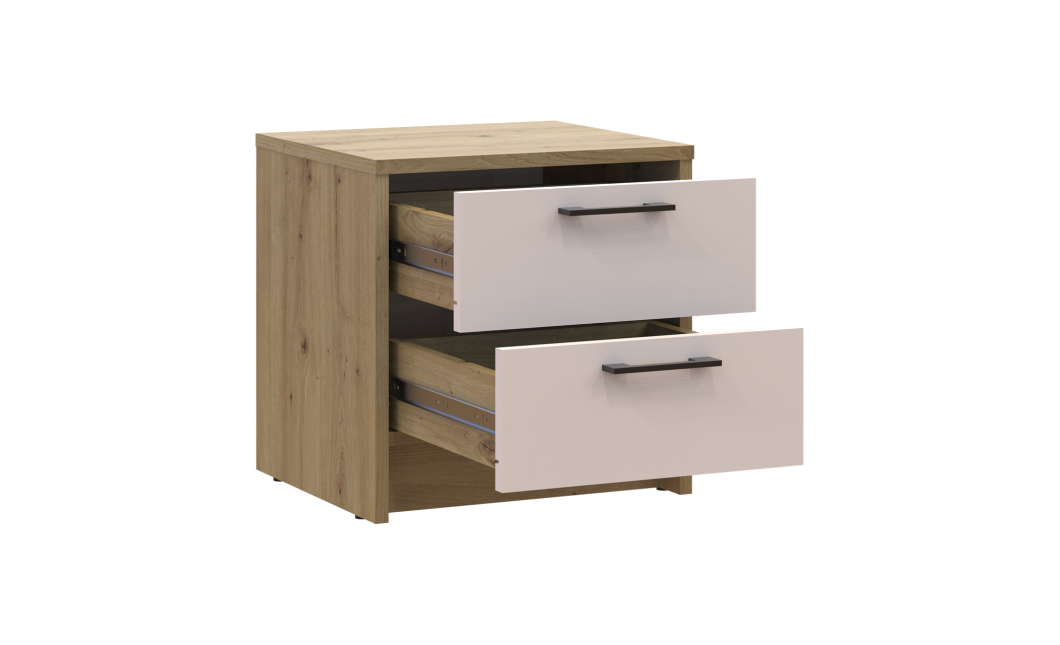 Nachttisch Doros Rondi Eiche Artisan/Kaschmir 2 Schubladen 40x35x40 (41516287)