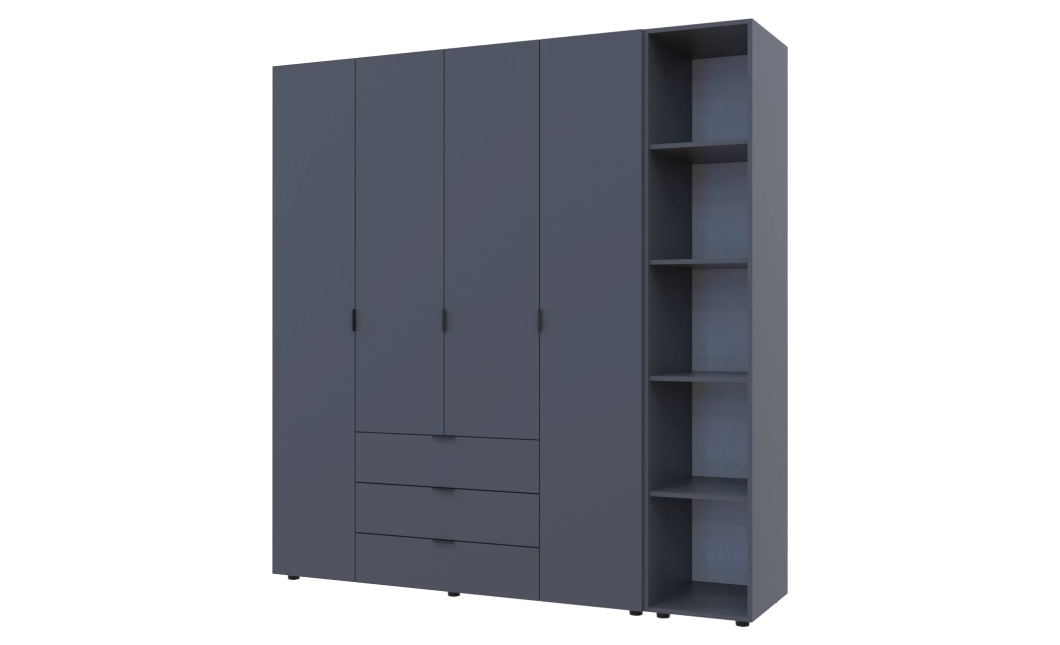 Kleiderschrank Doros Gelar Graphitgrau 4 Türen mit offenem Regal 193,2x49,5x203,4 (42005063)