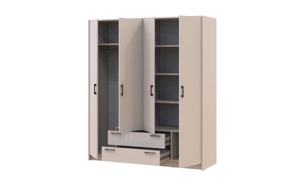 Kleiderschrank Doros Rondi mit Drehtüren Kaschmir 4 Türen 160x52x195 (80738477)