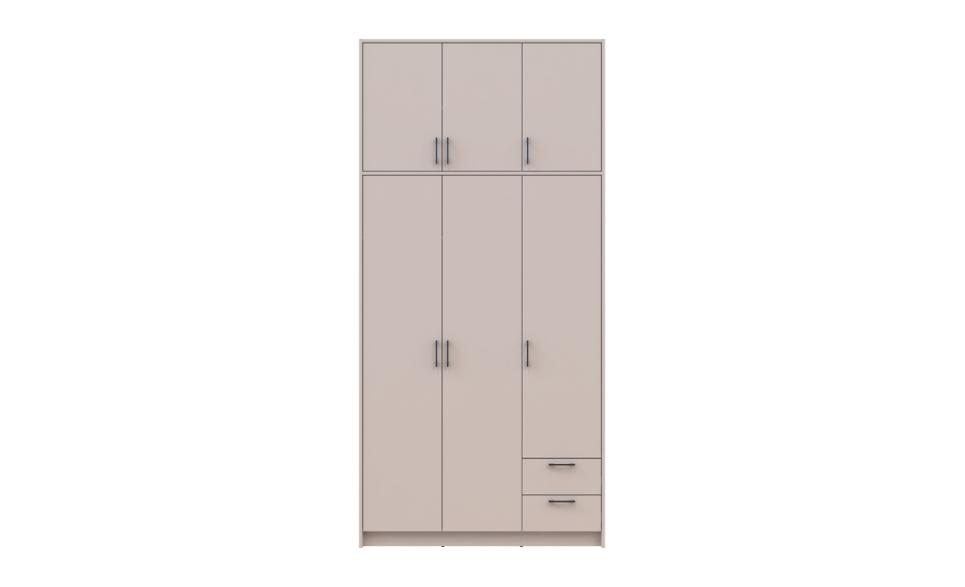 Kleiderschrank Doros Rondi mit Drehtüren mit Oberschrank Kaschmir 3 Türen 121x52x260 (80738485)