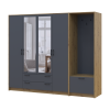 Drehtürenschrank Doros Rondi mit Kleiderstange und Spiegel Artisan Eiche/Graphitgrau 4 Türen 220x52x195 (42005295)