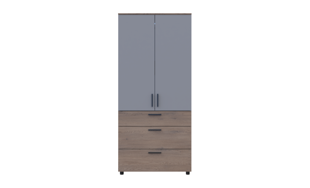 Kleiderschrank Doros Thorn Cremona Cannolo/Grau 2 Türen 3 Schubladen Böden 90x51,6x200 (44900458)