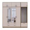 Kleiderschrank Doros Rondi mit Kleiderstange, Spiegel und Oberschrank Artisan Eiche/Kaschmir 4 Türen 220x52x236 (42005298)