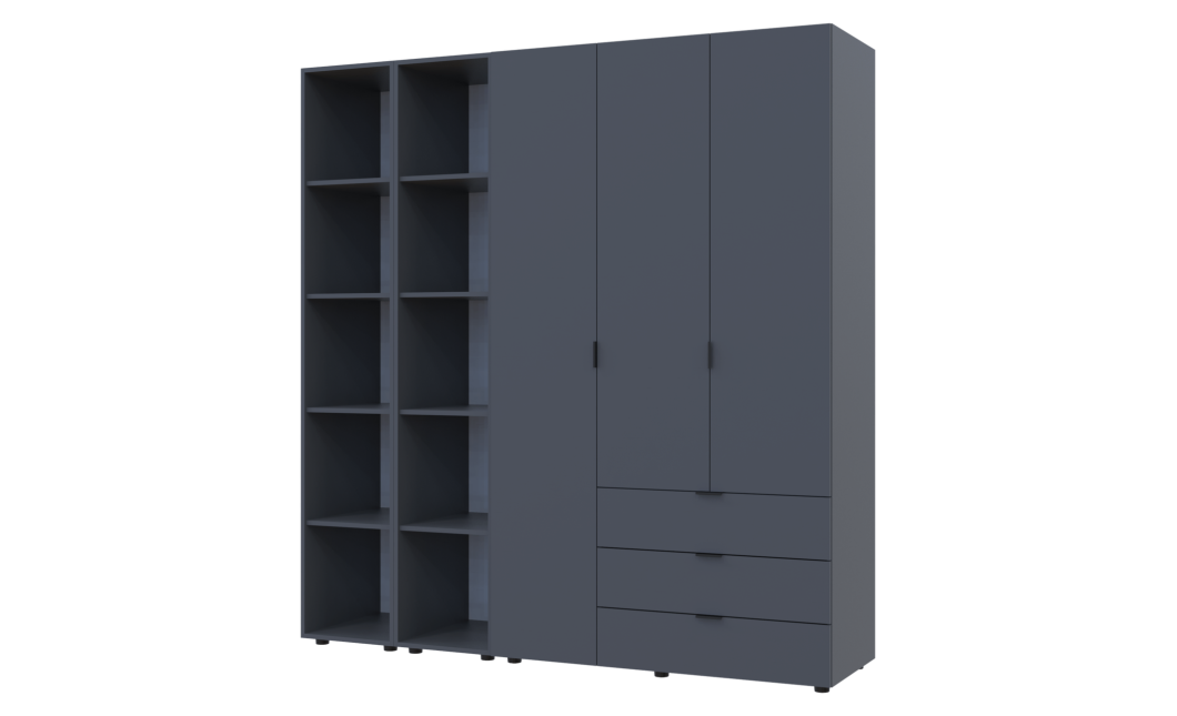 Kleiderschrank Doros Gelar Graphitgrau 3 Türen mit 2 offenen Regalböden 192,6x49,5x203,4 (42005060)