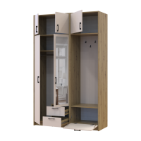 Kleiderschrank Doros Rondi mit Kleiderstange, Spiegel und Oberschrank Artisan Eiche/Kaschmir 2 Türen 142x52x236 (42005274)