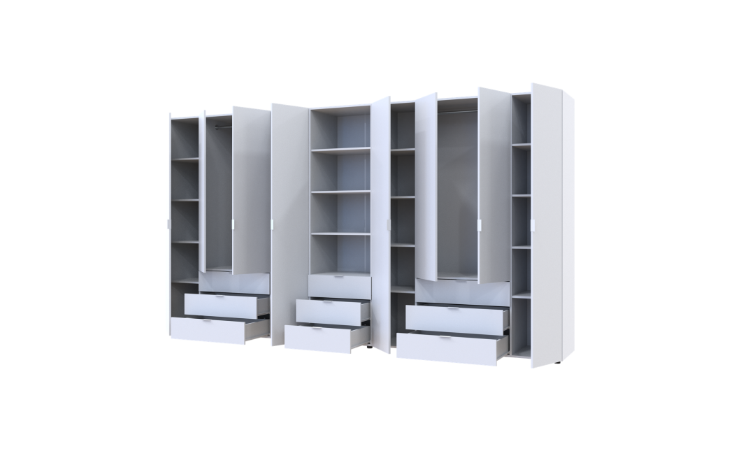 Kleiderschrank Doros Gelar Weiß 4+4 Türen Säulenschrank 370x49,5x203,4 (42005167)