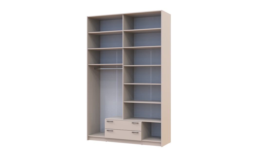 Kleiderschrank Doros Rondi mit Drehtüren mit Oberschrank und Spiegel Kaschmir 4 Türen 160x52x260 (80738489)