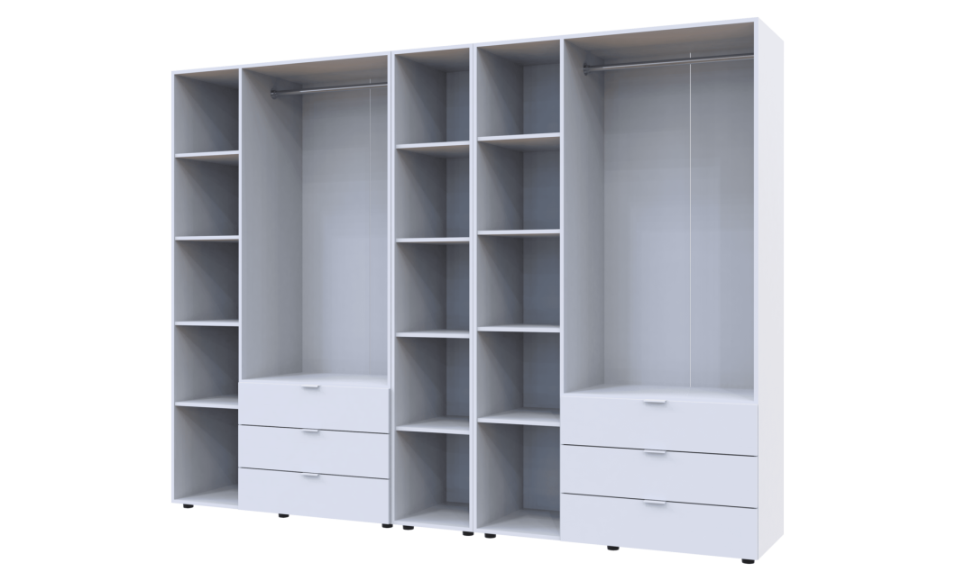Kleiderschrank Doros Gelar Weiß 3+3 Türen mit offenem Regal 270,6x49,5x203,4 (42005036)