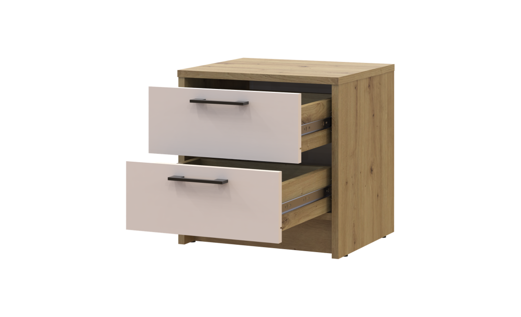 Nachttisch Doros Rondi Eiche Artisan/Kaschmir 2 Schubladen 40x35x40 (41516287)