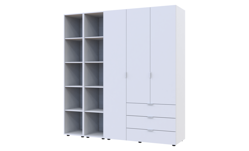 Kleiderschrank Doros Gelar Weiß 3 Türen mit 2 offenen Regalböden 192,6x49,5x203,4 (42005035)