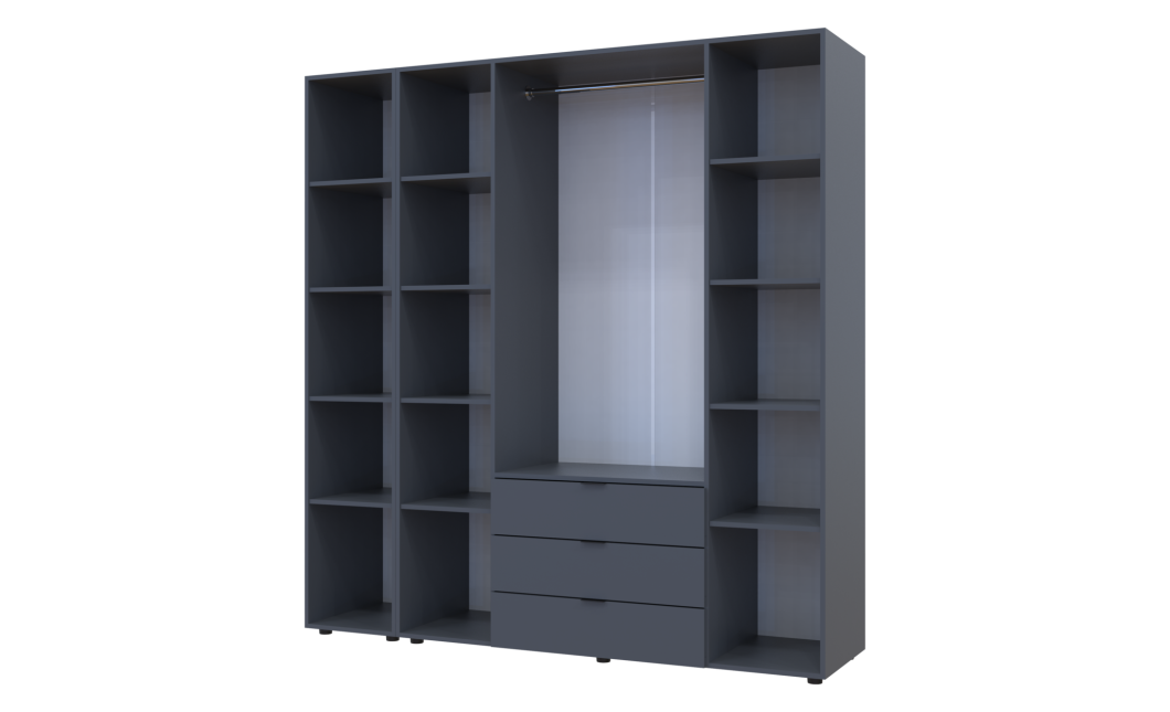 Drehtürenschrank Doros Gelar Graphitgrau 4 Türen mit Spiegel 194x49,5x203,4 (42002161)