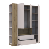 Kleiderschrank Doros Dale mit Drehtüren, offenen Regalen und Oberschrank Kaschmir / Artisan Eiche 3 Türen 178x52x220 (42005157)