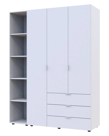 Kleiderschrank Doros Gelar Weiß 3 Türen mit offenem Regal 154,4x49,5x203,4 (42005034)