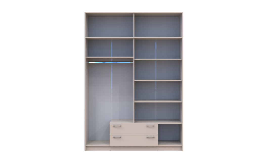 Kleiderschrank Doros Rondi mit Drehtüren mit Oberschrank und Spiegel Kaschmir 4 Türen 160x52x236 (80738480)