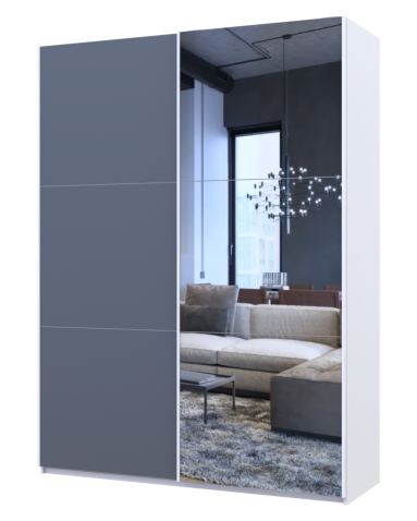 Kleiderschrank Doros G-Caiser Schiebetüren Weiß Graphitgrau mit Spiegel 160x60x240 (42005086)