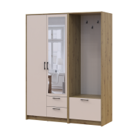 Kleiderschrank Doros Rondi mit Kleiderstange und Spiegel Artisan Eiche/Kaschmir 2 Türen 142x52x195 (42005270)