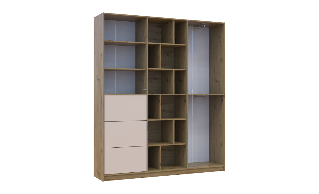 Kleiderschrank Doros Morgan Artisan Eiche/Kaschmir /Schubladen 180x40x210 (44900409)