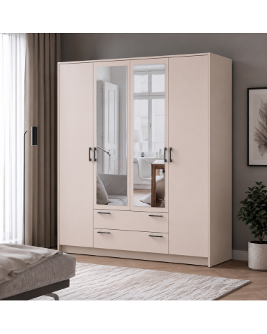 Kleiderschrank Doros Rondi mit Drehtüren mit Spiegel Kaschmir 4 Türen 160x52x195 (80738478)