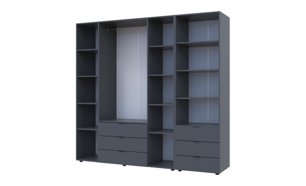 Kleiderschrank Doros Gelar Graphitgrau 4 Türen Säulenschrank 215x49,5x203,4 (42005170)