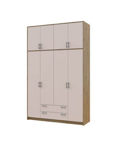 Kleiderschrank Doros Rondi Schiebetüren mit Oberschrank Artisan Eiche / Kaschmir 4 Türen 160x52x260 (42005194)