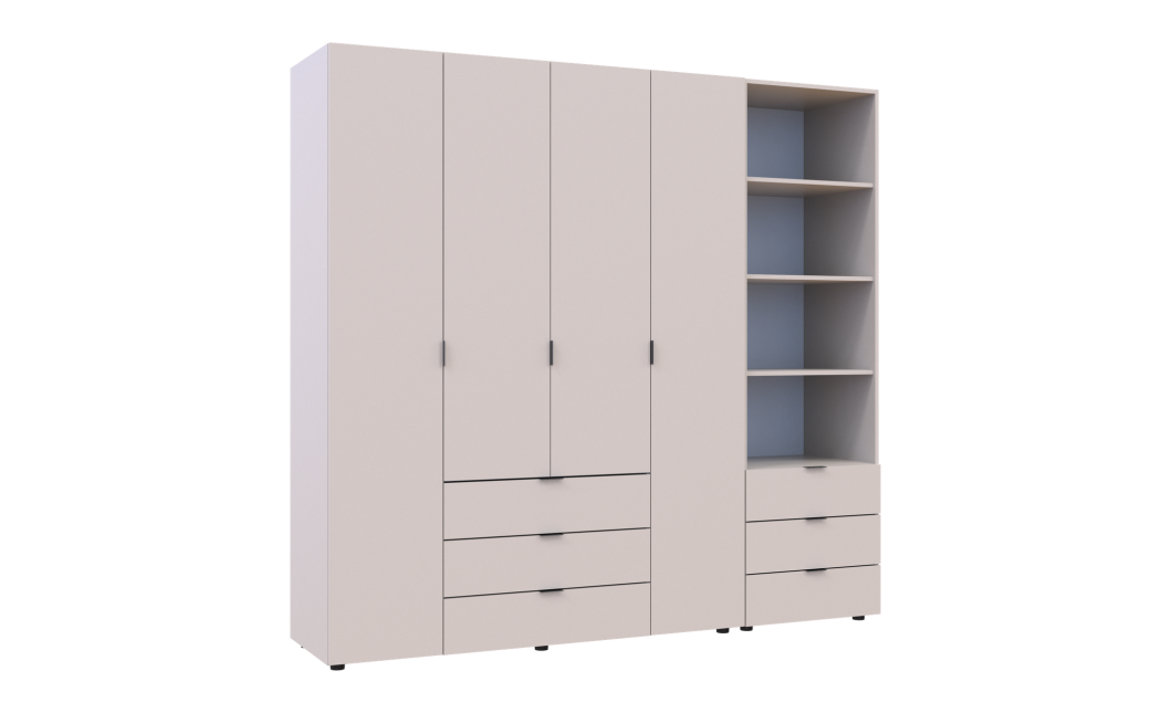 Kleiderschrank Doros Gelar Kaschmir 4 Türen Säulenschrank 215x49,5x203,4 (42005176)
