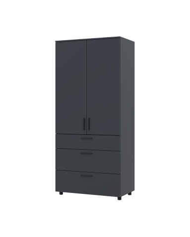 Kleiderschrank Doros Thorn Anthrazit 2 Türen 3 Schubladen Kleiderstange 90x51,6x200 (44900445)