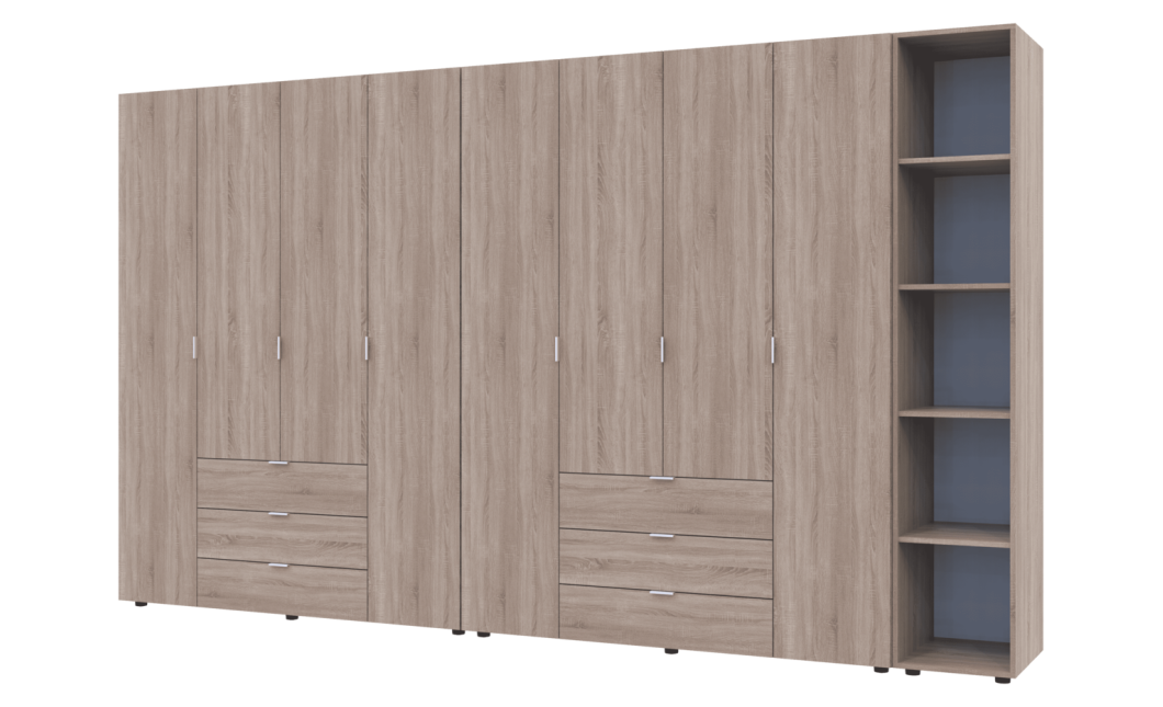 Kleiderschrank Doros Gelar Sonoma Eiche 4+4 Türen mit offenem Regal 348,2x49,5x203,4 (42005053)