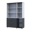 Kleiderschrank Doros Thorn Anthrazit/Weiß 3 Türen 3 Schubladen Böden 135x51,6x200 (44900518)