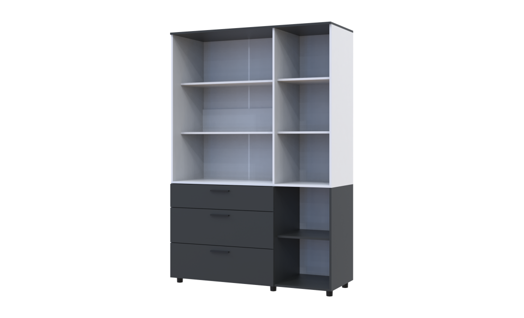 Kleiderschrank Doros Thorn Anthrazit/Weiß 3 Türen 3 Schubladen Böden 135x51,6x200 (44900518)