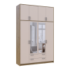 Kleiderschrank Doros Rondi mit Drehtüren mit Oberschrank und Spiegel Artisan Eiche / Kaschmir 4 Türen 160x52x260 (42005197)