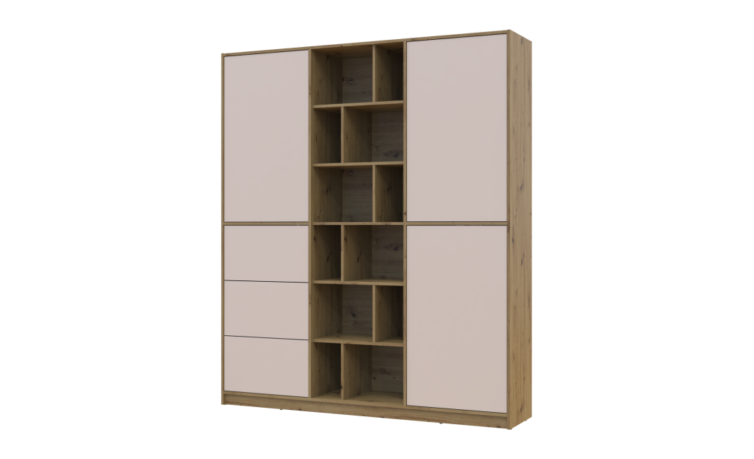 Kleiderschrank Doros Morgan Artisan Eiche/Kaschmir /Schubladen 180x40x210 (44900409)