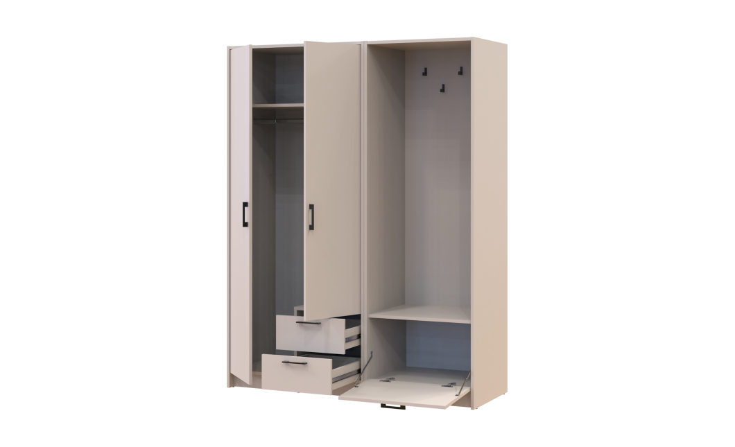 Drehtürenschrank Doros Rondi mit Kleiderstange Kaschmir 2 Türen 142x52x195 (42005391)