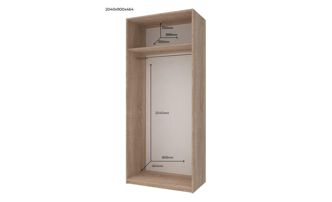 Kleiderschrank Doros Promo mit Drehtüren Sonoma Eiche mit Böden 2 Türen 90x48x204 (42005098)