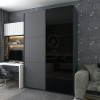 Kleiderschrank Doros G-Caiser Schiebetüren Graphitgrau Schwarz mit Spiegel 180x60x240 (42005091)