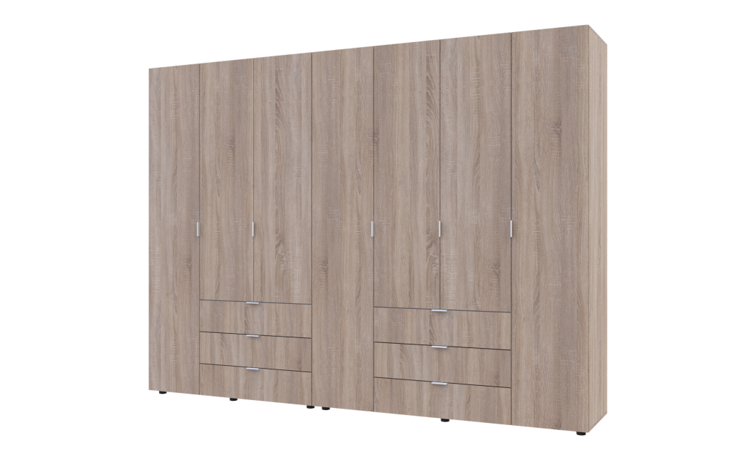 Kleiderschrank Doros Gelar Set mit Drehtüren Sonoma Eiche 3+4 Türen 271,2x49,5x203,4 (42002127)