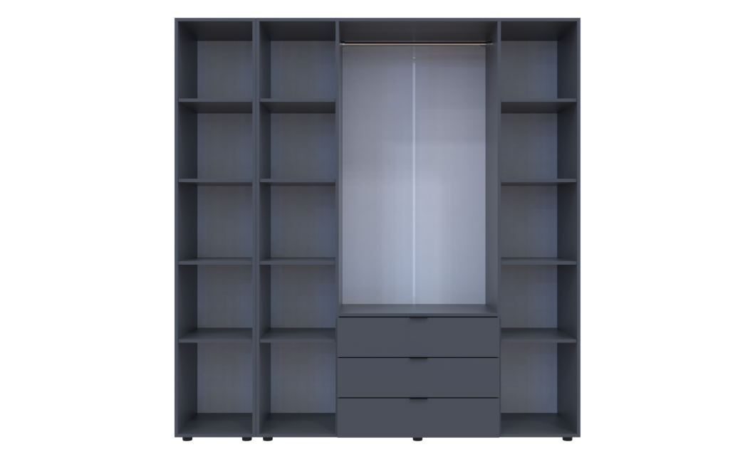 Drehtürenschrank Doros Gelar Graphitgrau 4 Türen mit Spiegel 194x49,5x203,4 (42002161)