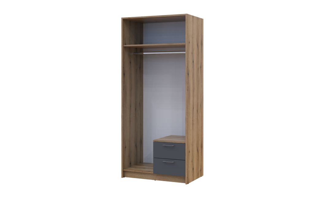 Kleiderschrank Doros Rondi mit Drehtüren Artisan Eiche / Graphitgrau 2 Türen 82x52x195 (80737804)