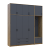 Drehtürenschrank Doros Rondi mit Kleiderstange und hohem Oberschrank Artisan Eiche/Graphitgrau 4 Türen 220x52x260 (42005301)