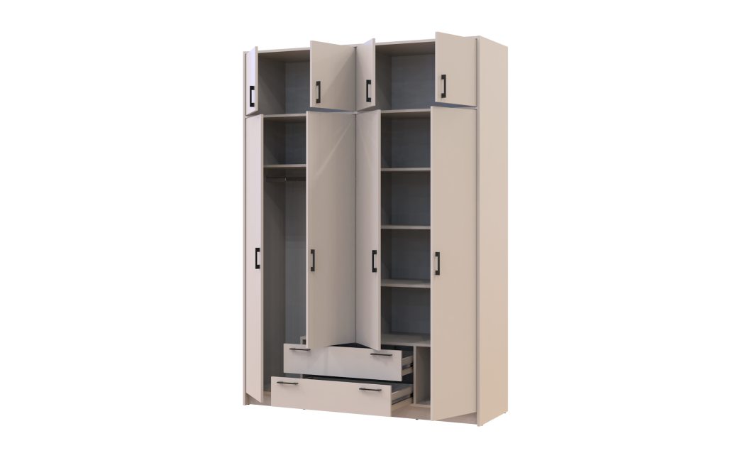 Kleiderschrank Doros Rondi mit Drehtüren mit Oberschrank Kaschmir 4 Türen 160x52x236 (80738479)