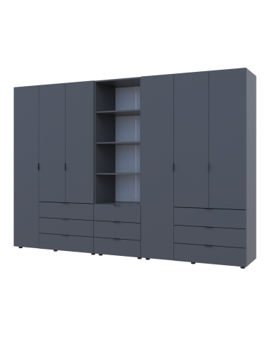 Kleiderschrank Doros Gelar Graphitgrau 3+3 Türen Säulenschrank 292,4x49,5x203,4 (42005172)