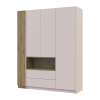 Kleiderschrank Doros Dale mit Drehtüren, offenen Regalen und Oberschrank Kaschmir / Artisan Eiche 3 Türen 178x52x220 (42005157)